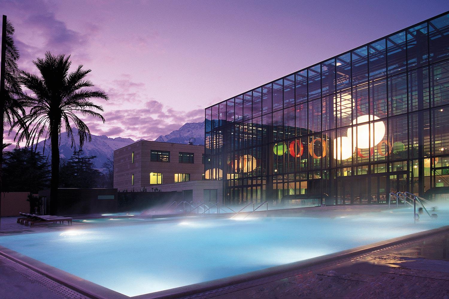 Abendstimmung in der Therme Meran